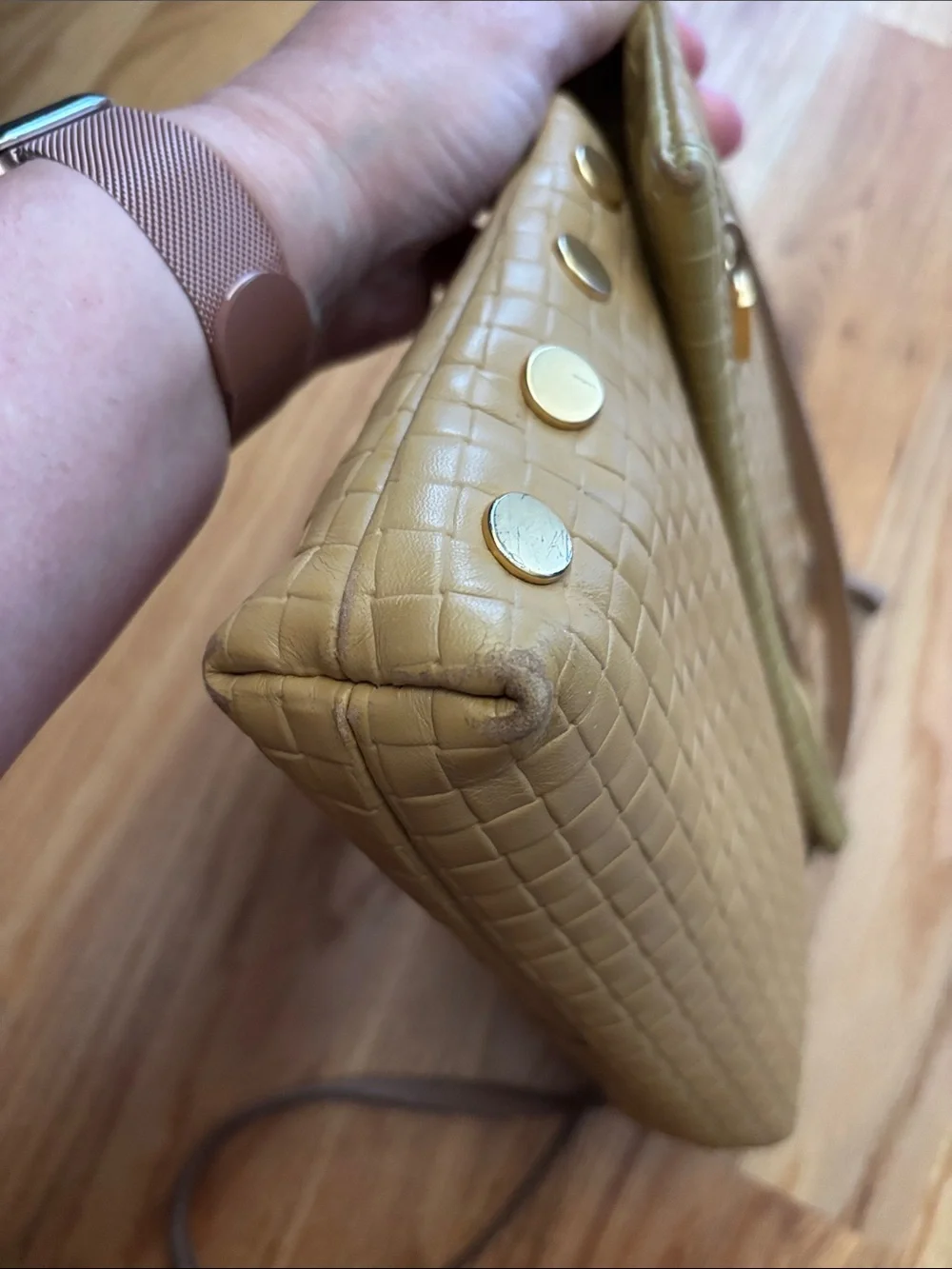 Hammitt VIP Medium Woven Leather Crossbody Bag Tan